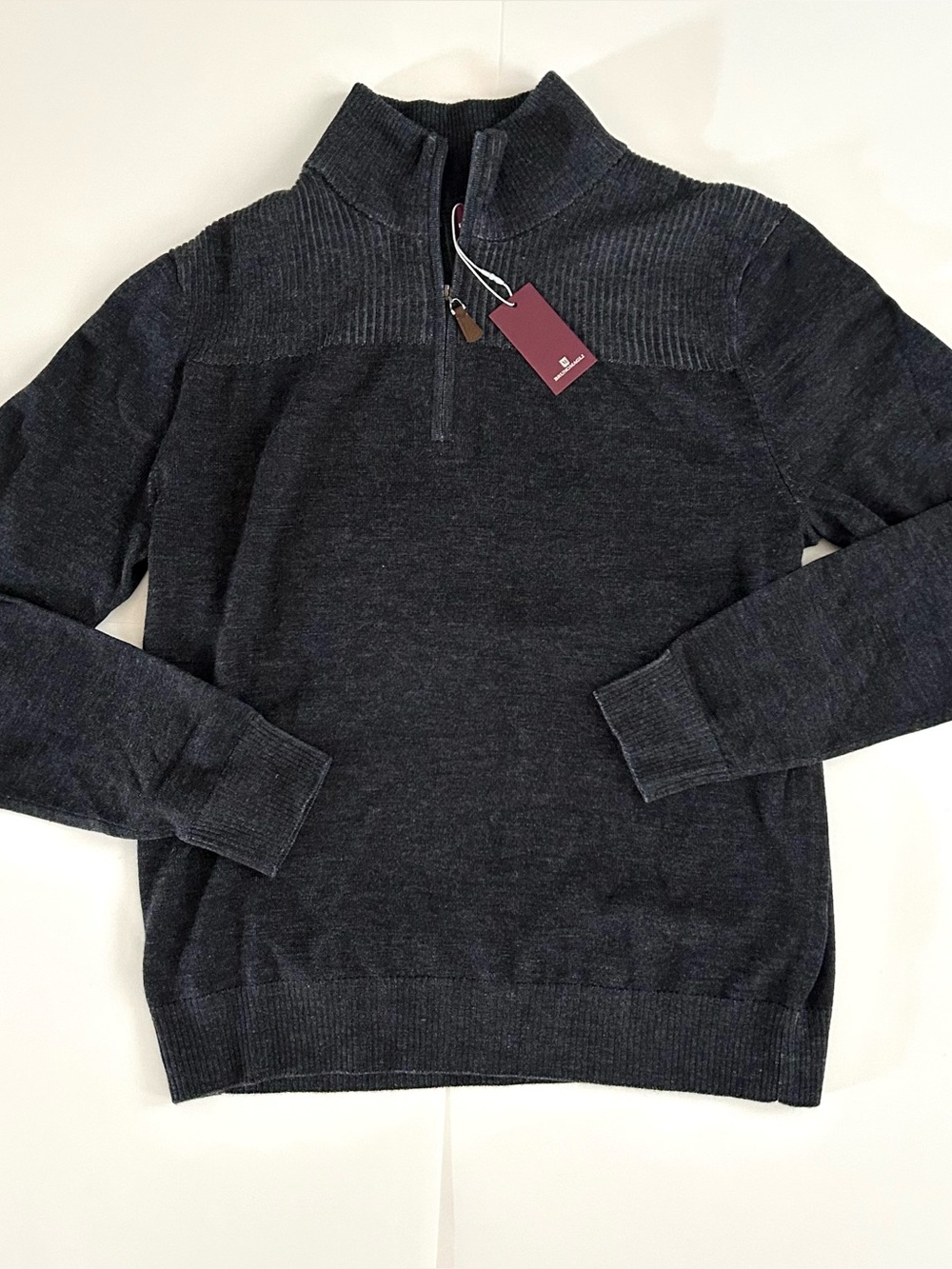 (NWT) Bruno Magli Merino Wool Quarter Zip Sweater  - Size L - Mens